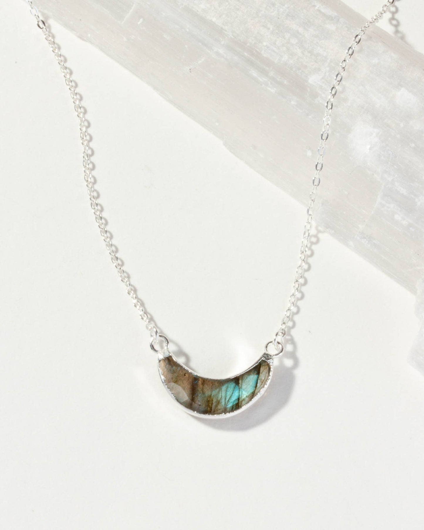 Labradorite Silver Eclipse Necklace