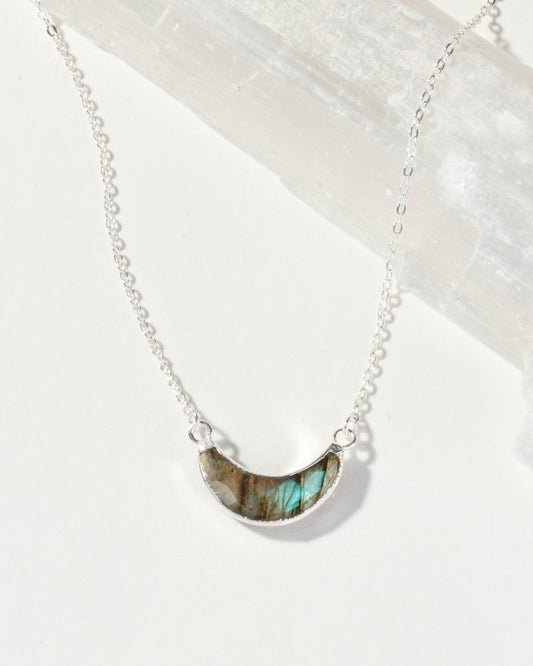 Labradorite Silver Eclipse Necklace