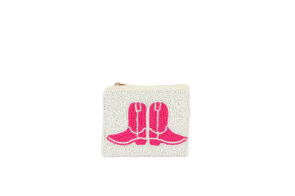 Western Boots Beaded Coin Purse