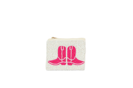 Western Boots Beaded Coin Purse