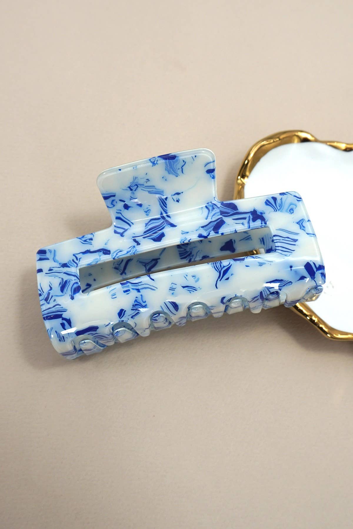 Marbled Acetate Rectangle Hair Claw Clip