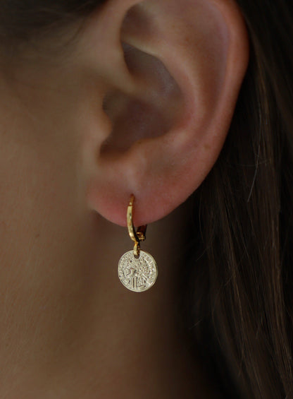 Petite Coin Huggie Earrings