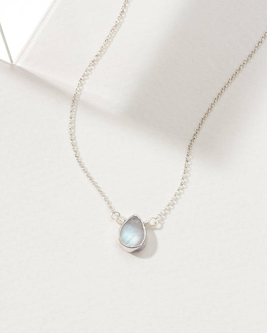 Silver Delicate Gemstone Necklace - Moonstone