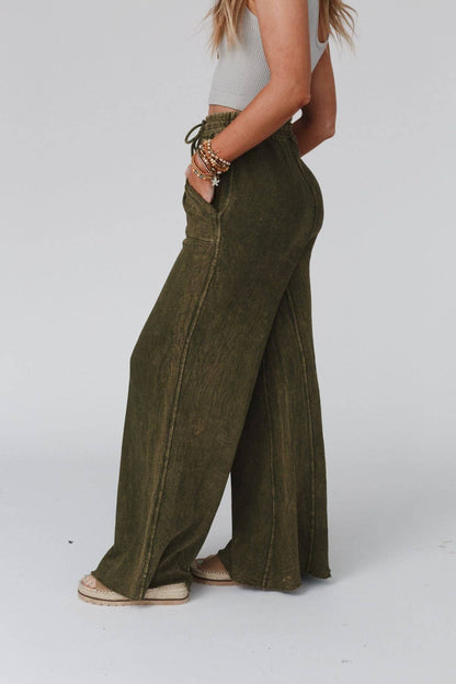 Robin Wide Leg Pant - Deep Olive