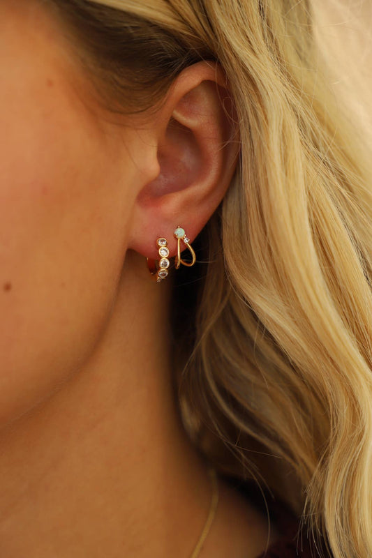 Cyrus Opal Stud Hoops - Gold