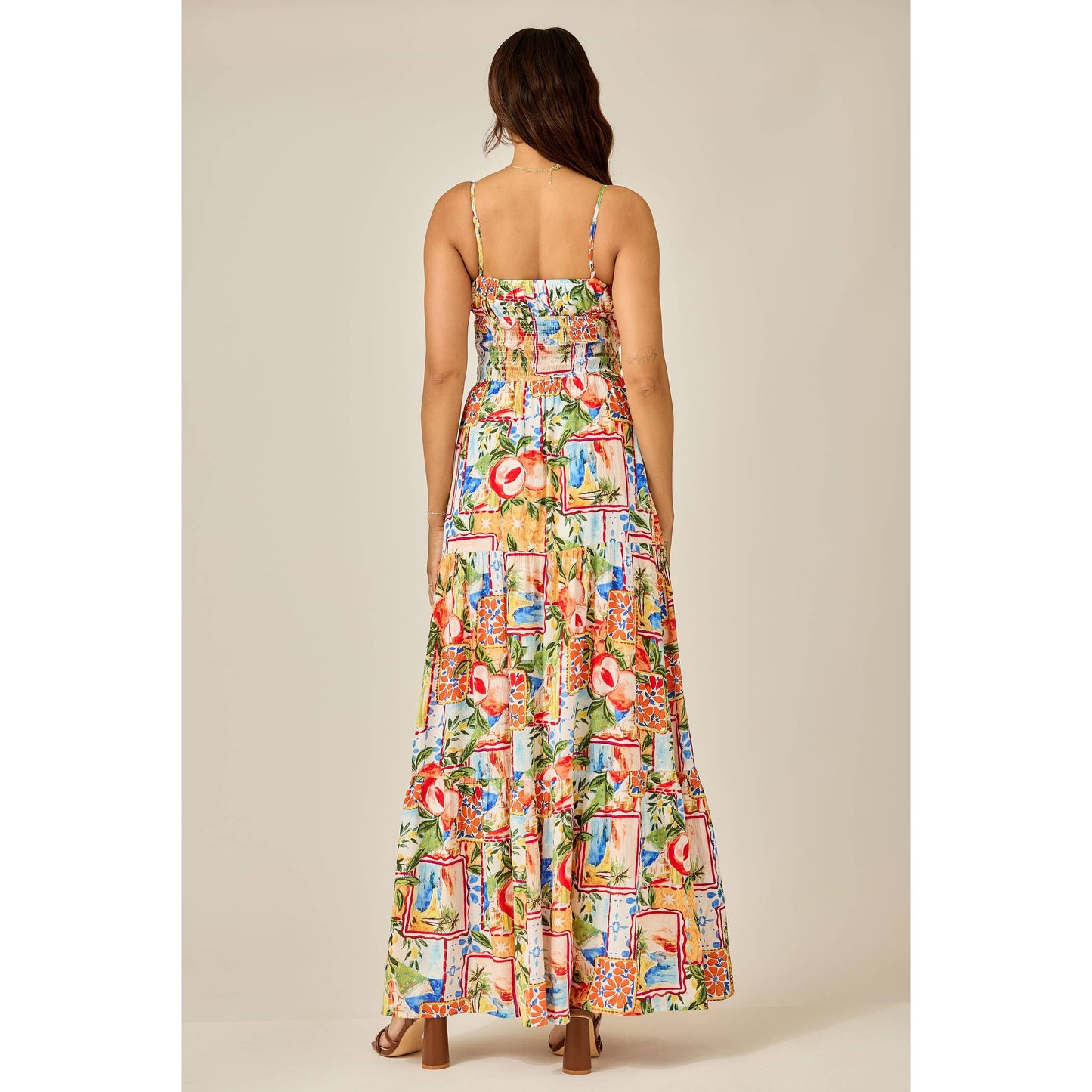 Color Splash Smocked Maxi Dress