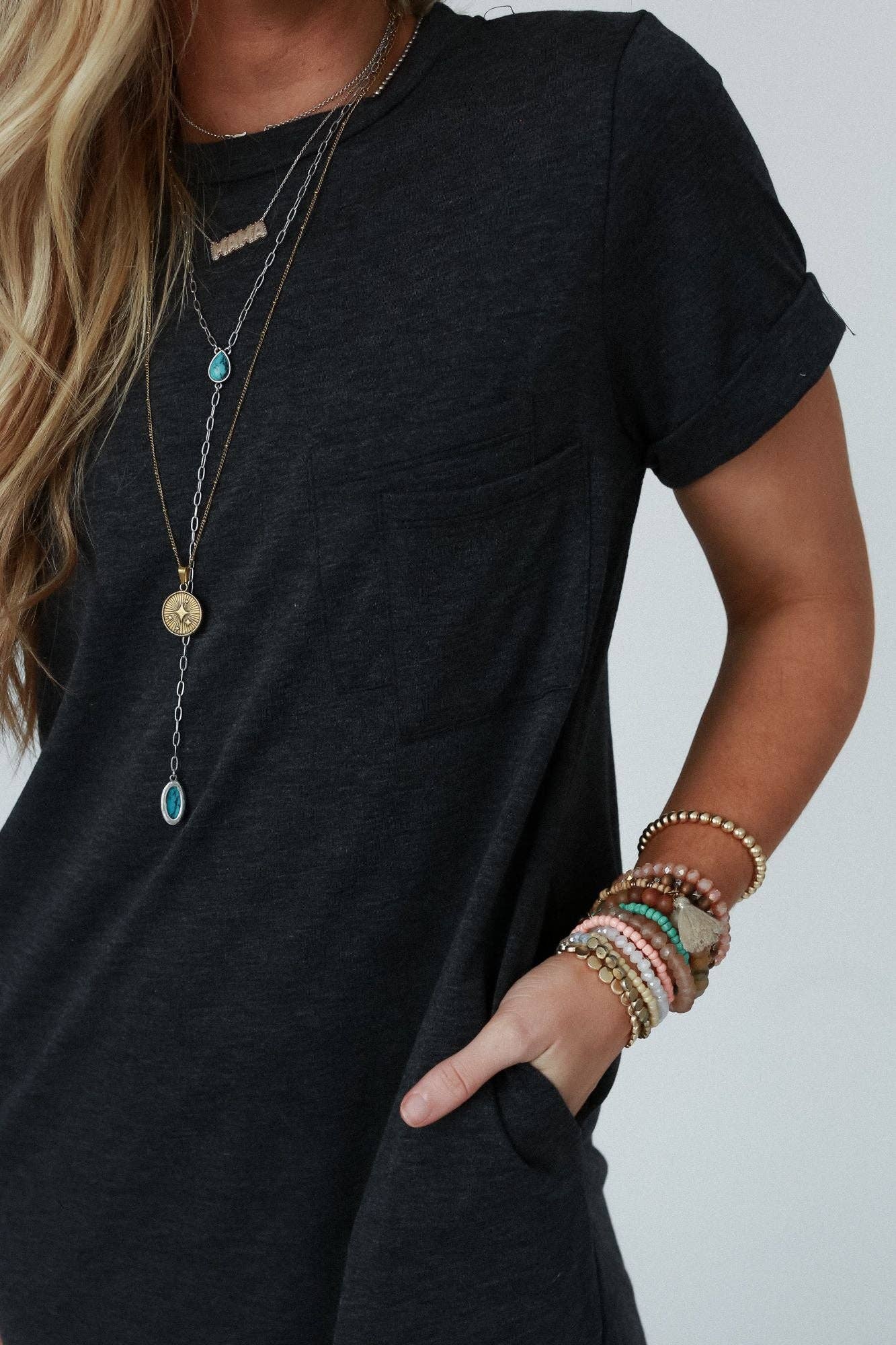 On The Daily Pocket Tee Dress - November Moon  