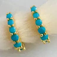 Turquoise Huggie Earrings - Hypoallergenic