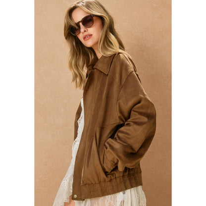 Dune Reverie Oversized Suede Bomber Jacket