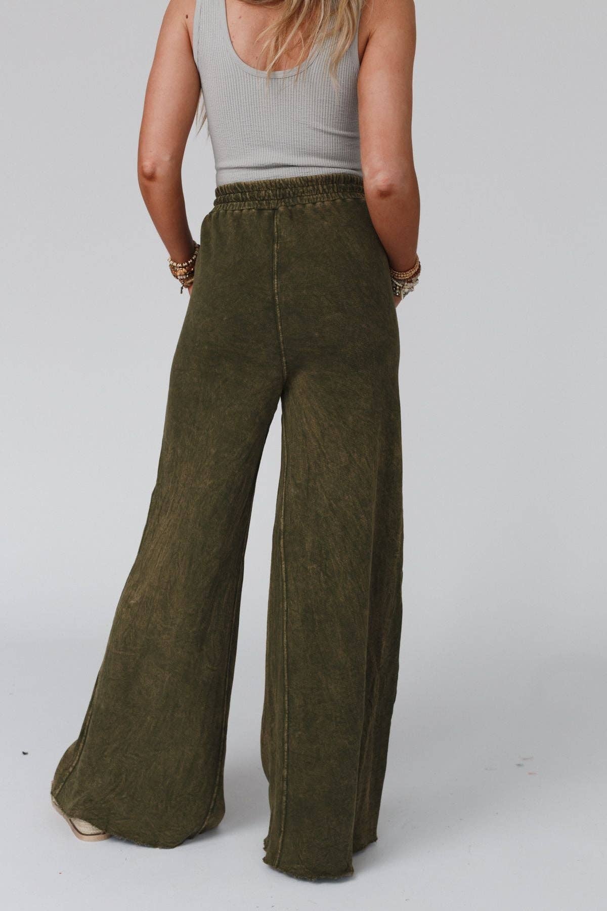 Robin Wide Leg Pant - Deep Olive