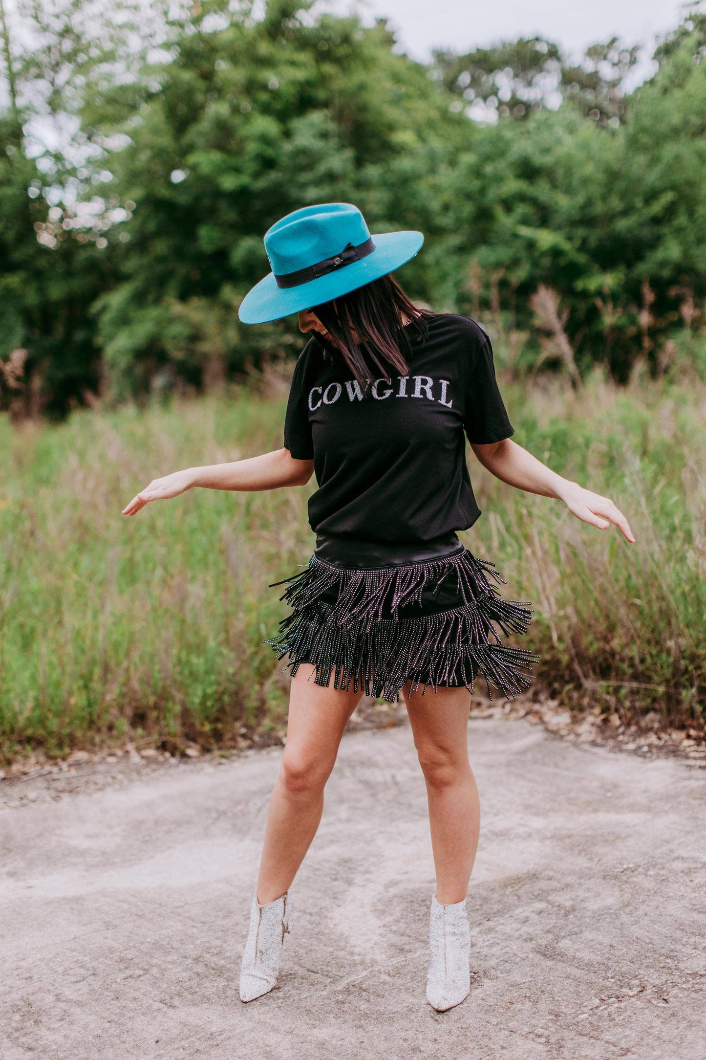 Sequin "COWGIRL" Tee
