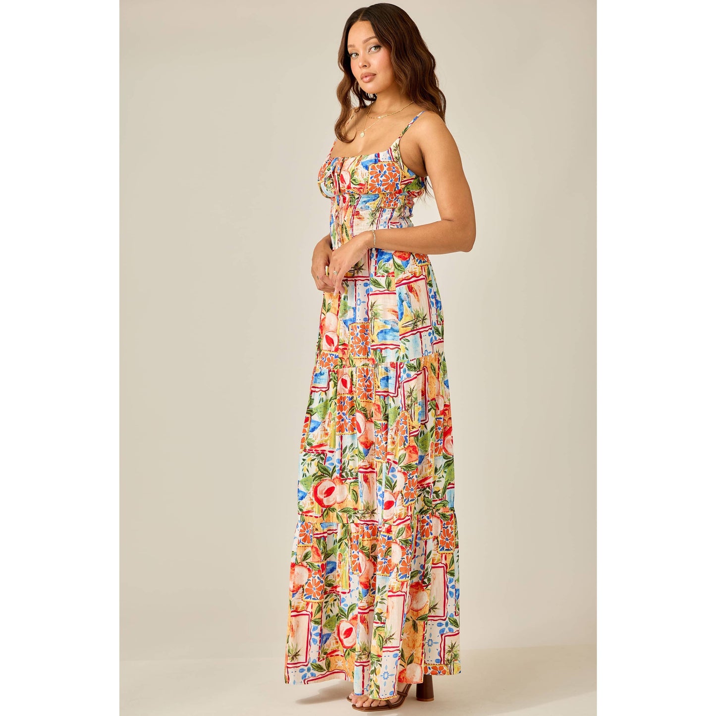 Color Splash Smocked Maxi Dress