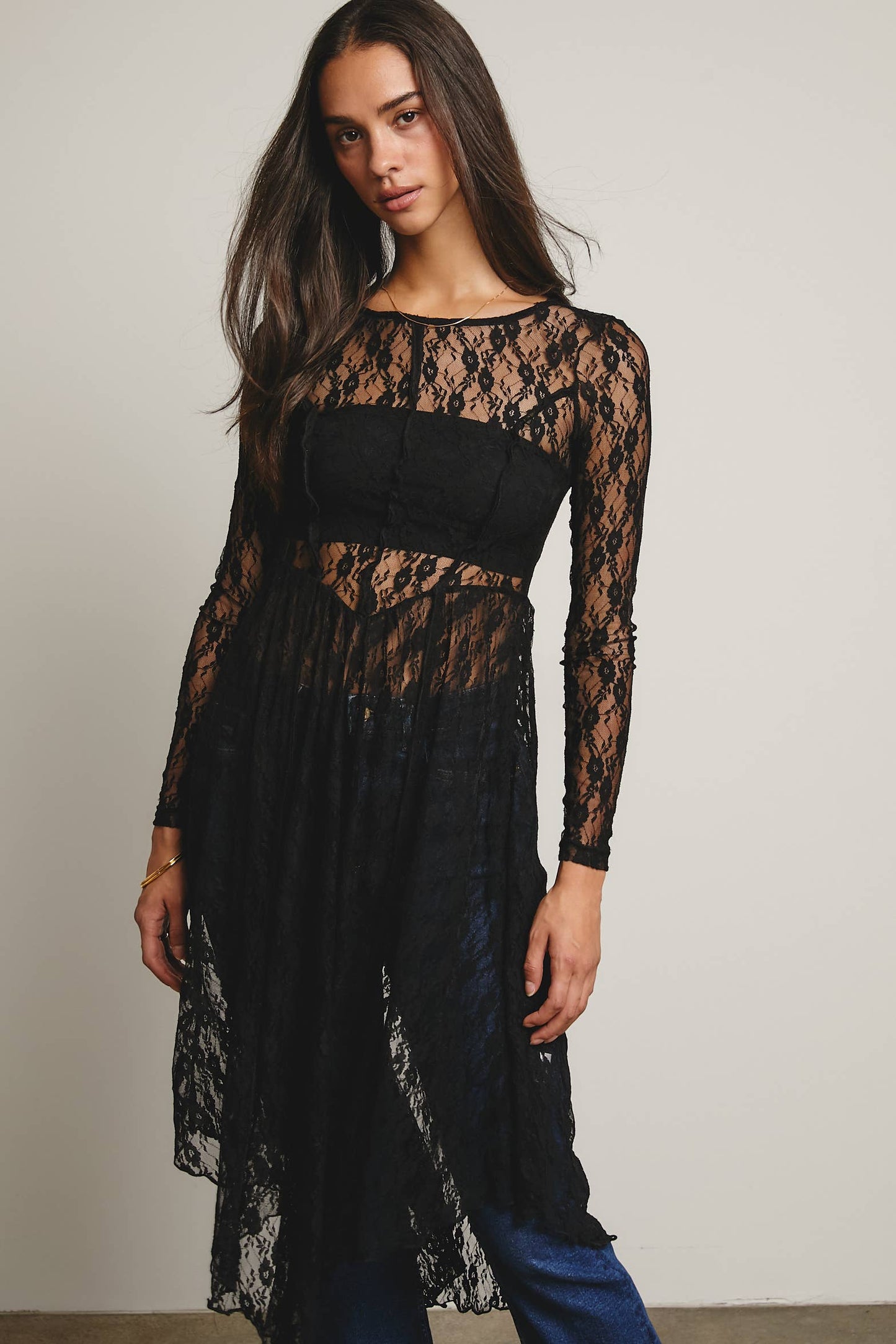 Sheer Lace Layering Dress