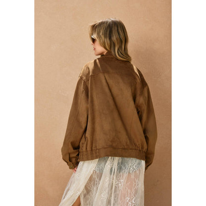 Dune Reverie Oversized Suede Bomber Jacket