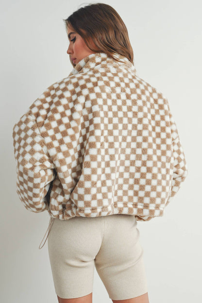 Teddy Checkered Jacket - Sand