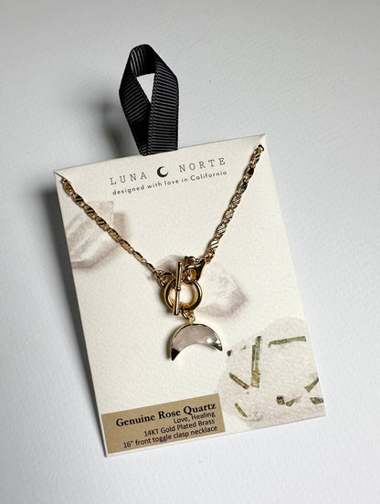 Rose Quartz Crescent Necklace