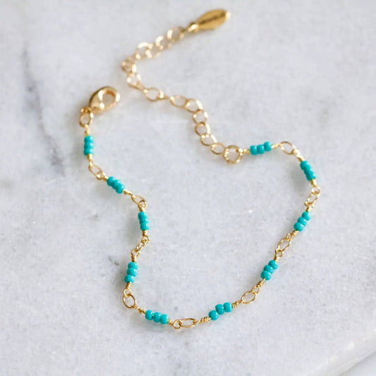 Turquoise Seed Bead Bracelet