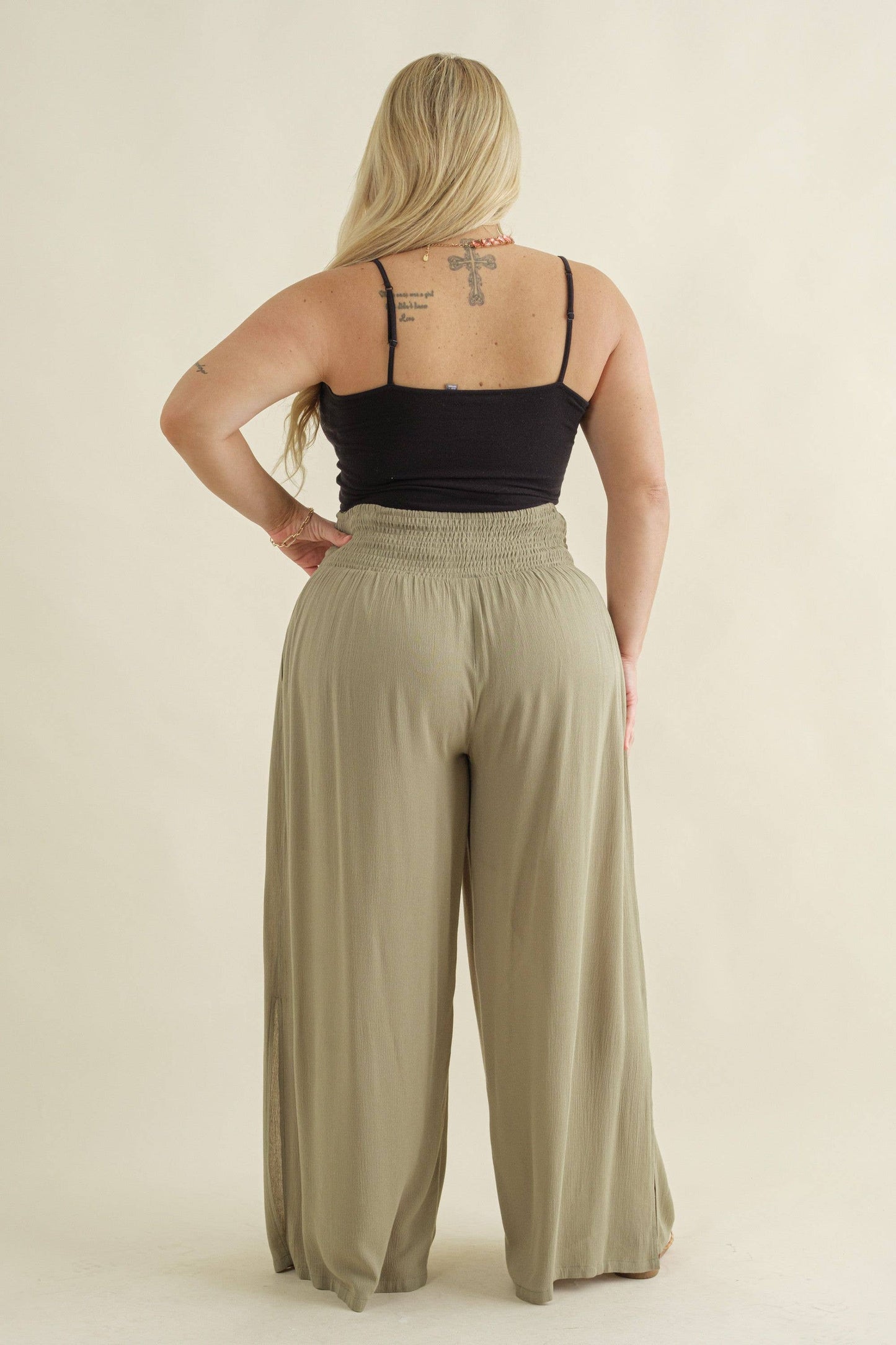 PLUS Crinkle Gauze Wide Leg Palazzo Pants - November Moon  