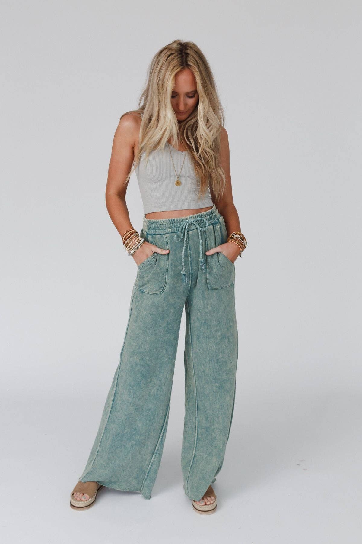 Robin Wide Leg Pant - Turquoise