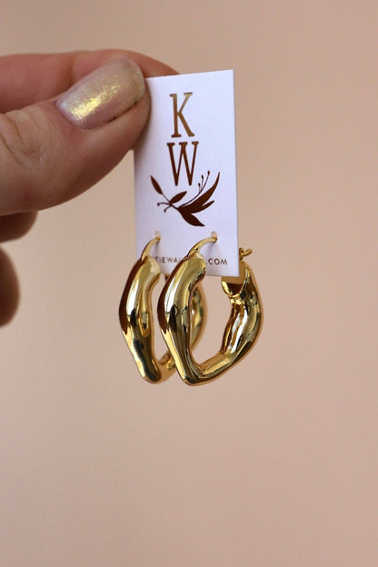 Organic Shape Gold Hoops