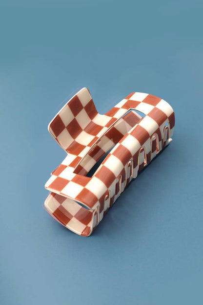 Large Resin Checkered Hair Claw Clip