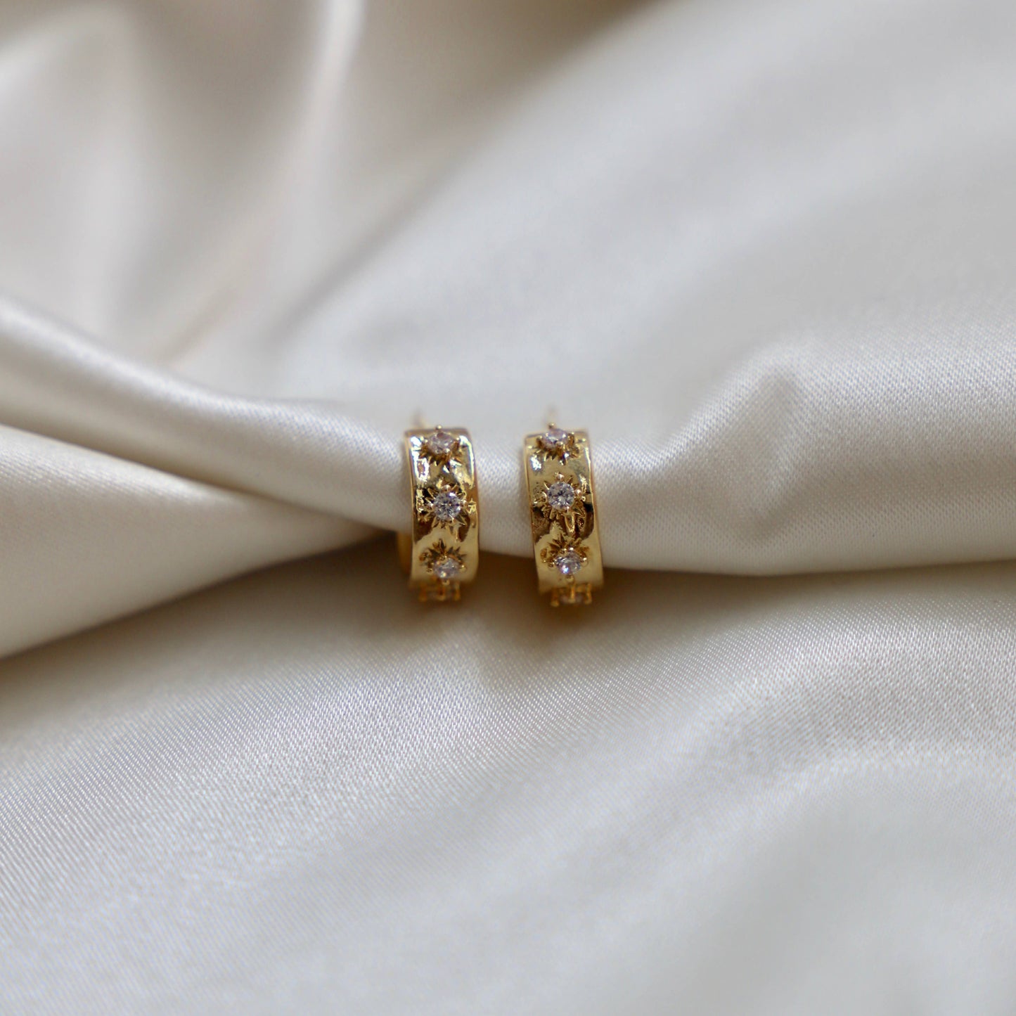 Star Hoop Huggie Post Earrings - November Moon  