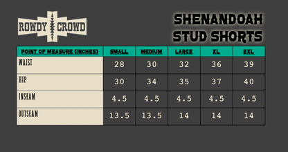 Shenandoah Stud Shorts - Black