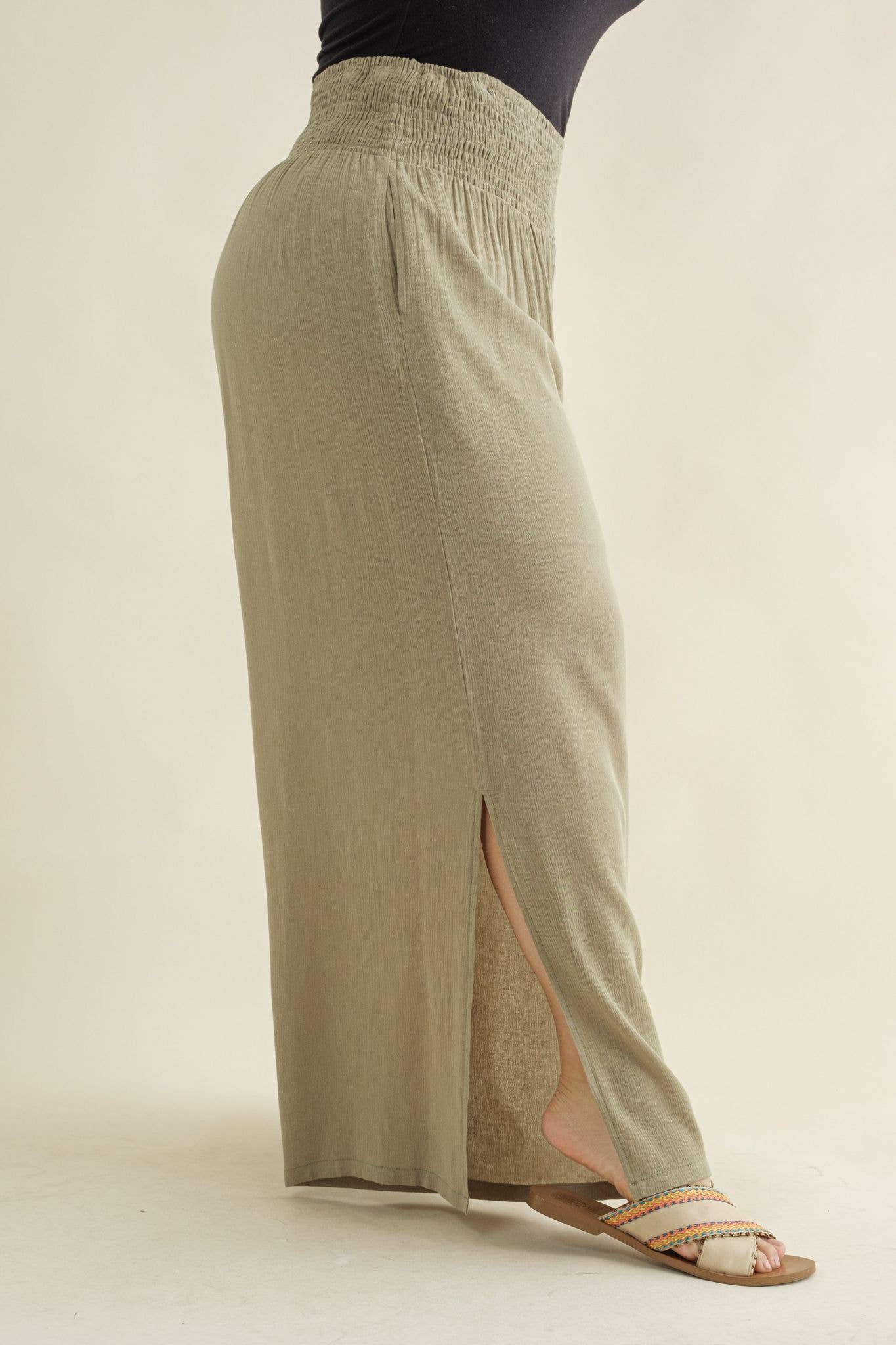 PLUS Crinkle Gauze Wide Leg Palazzo Pants - November Moon  