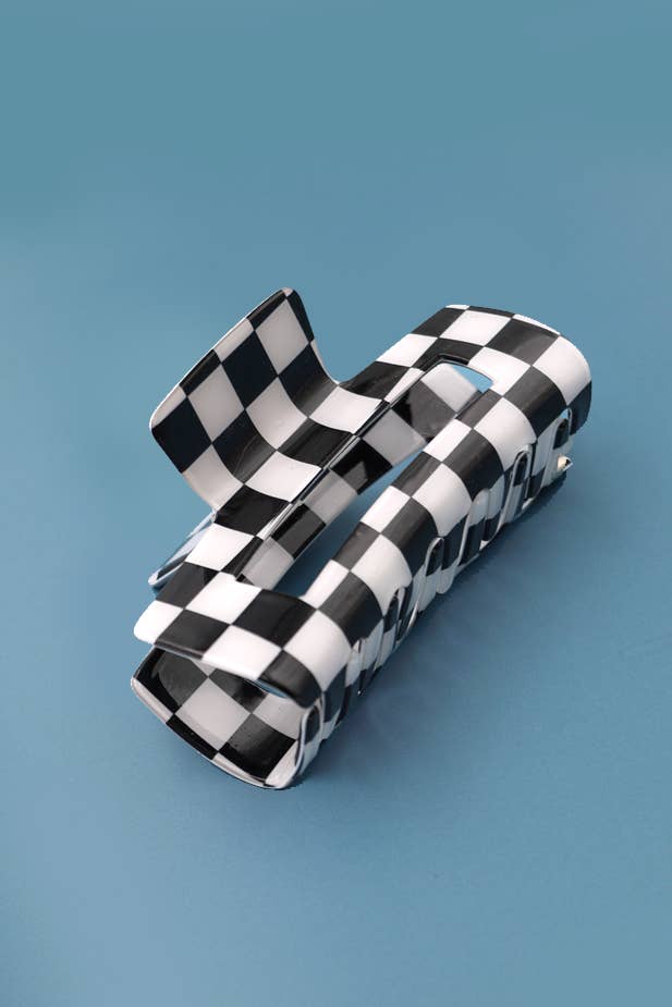 Large Resin Checkered Hair Claw Clip