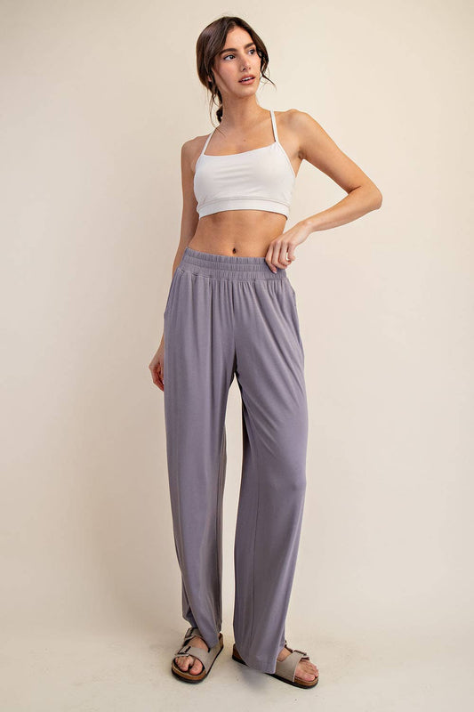 Breezy Wide-Leg Sweatpants - Gray Lavender
