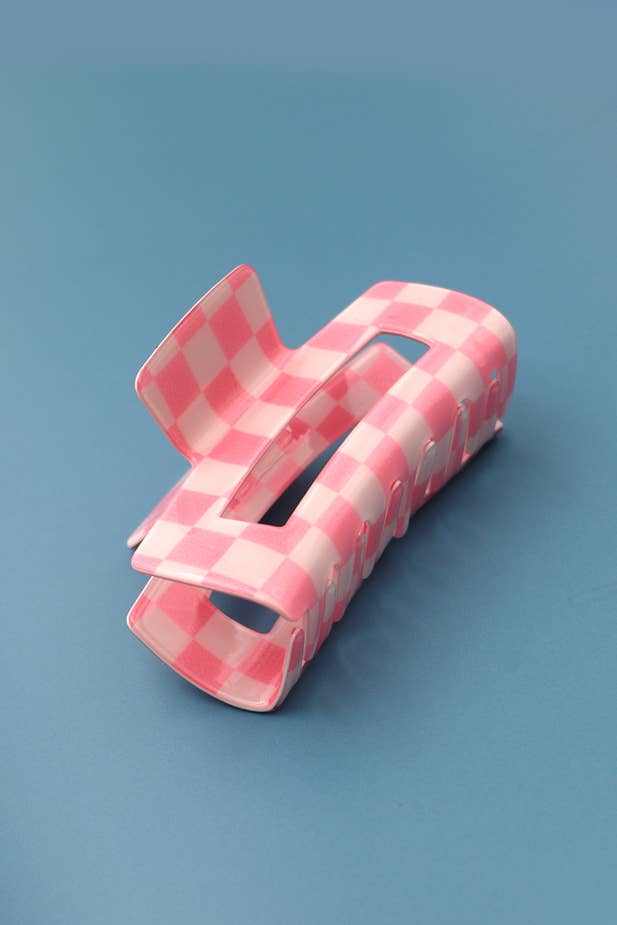 Large Resin Checkered Hair Claw Clip
