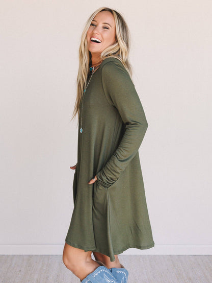 Maisie Long Sleeve Dress - Olive