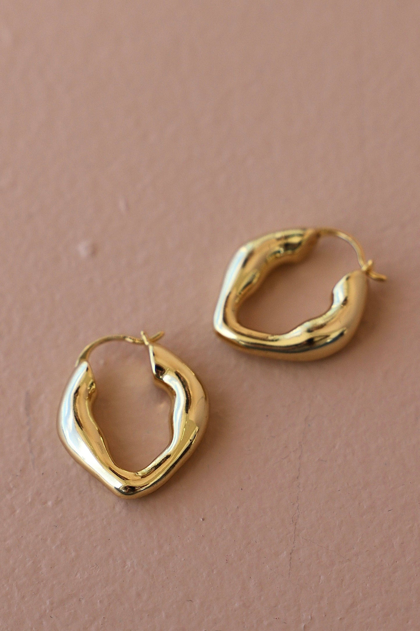 Organic Shape Gold Hoops