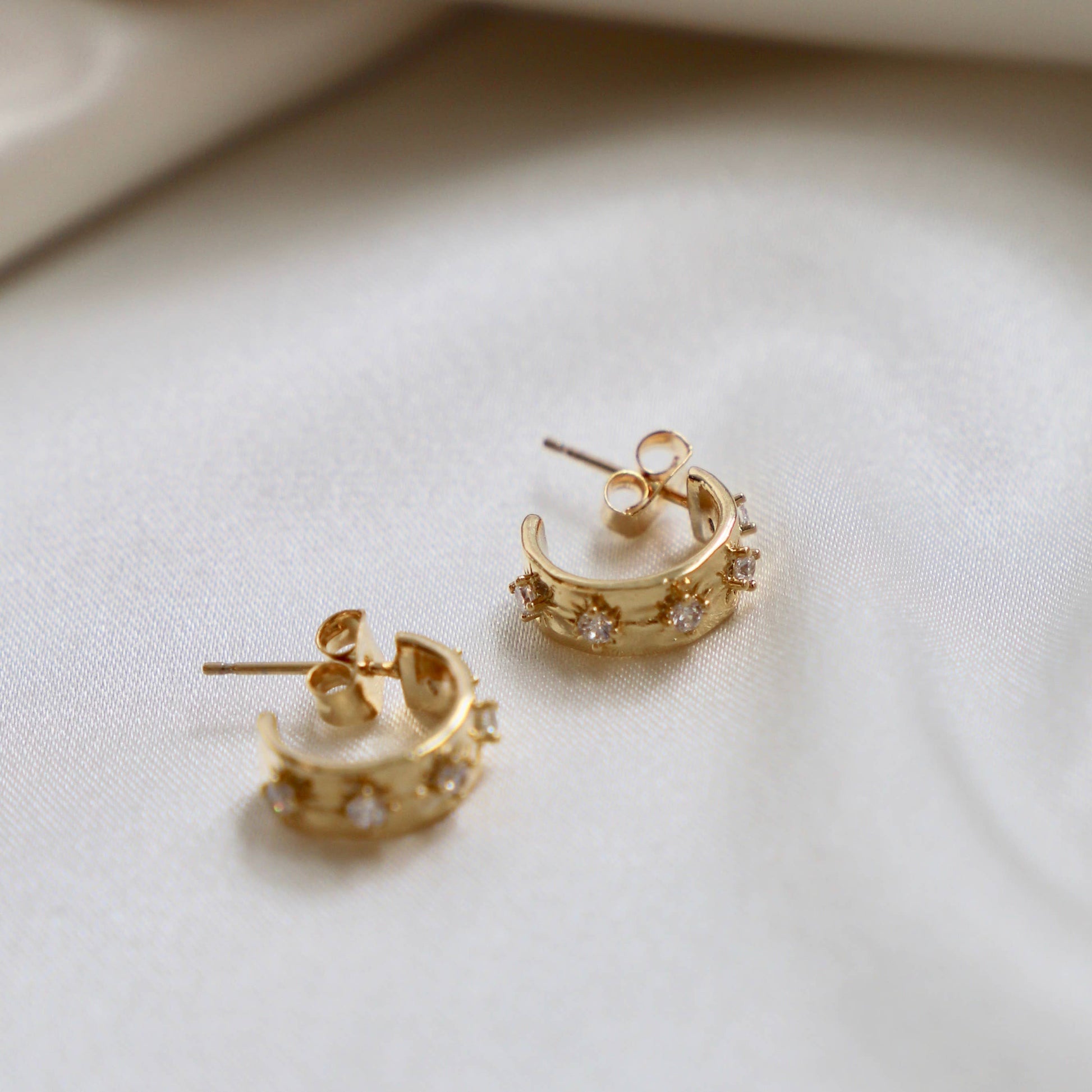 Star Hoop Huggie Post Earrings - November Moon  
