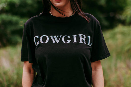 Sequin "COWGIRL" Tee