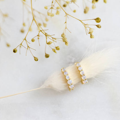 Opal Huggie Hoop Earrings - Hypoallergenic 