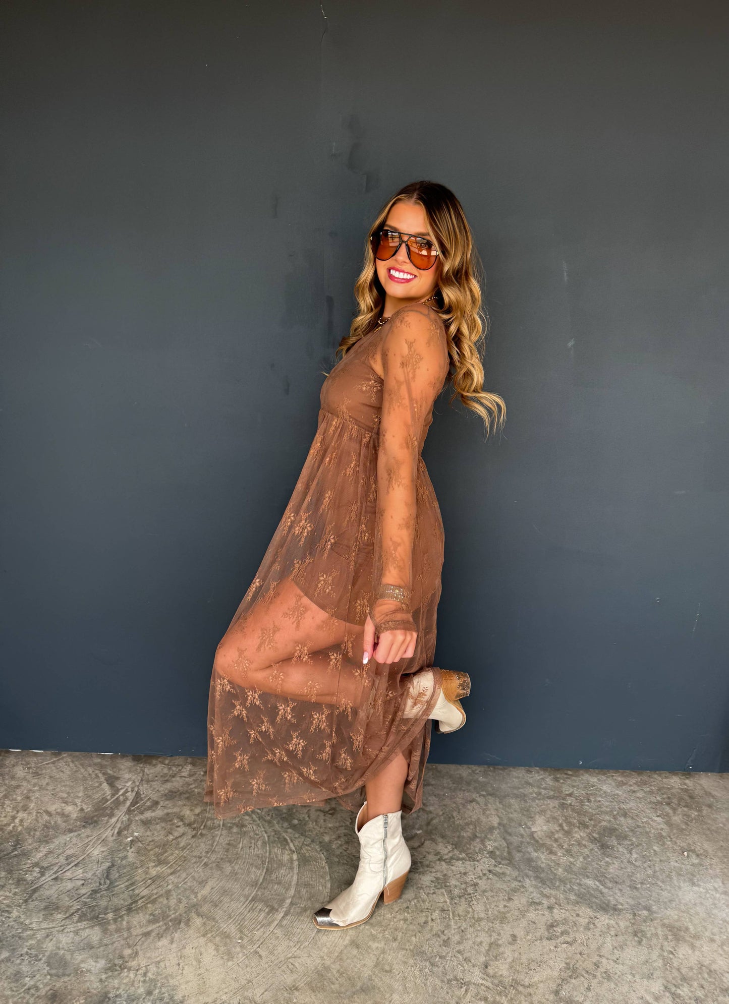 Evangeline Lace Dress - Mocha