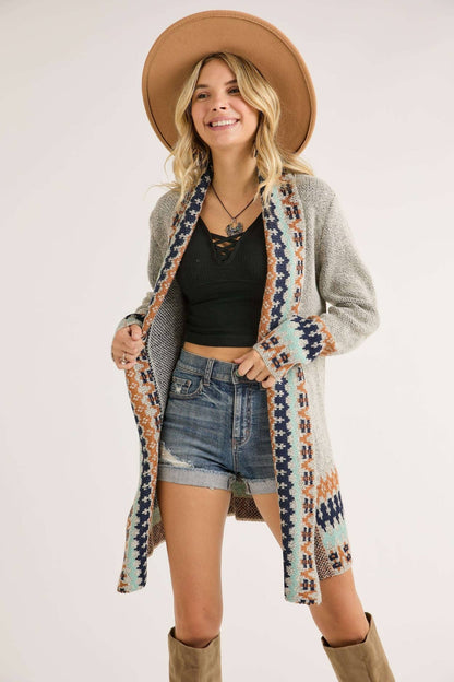 Aztec Cardigan - Grey