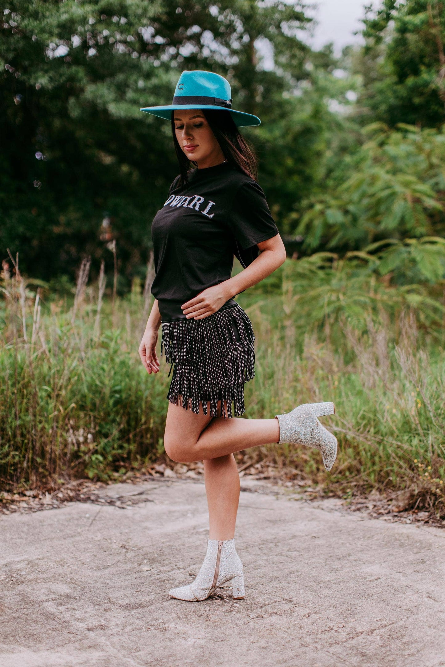 Sequin "COWGIRL" Tee