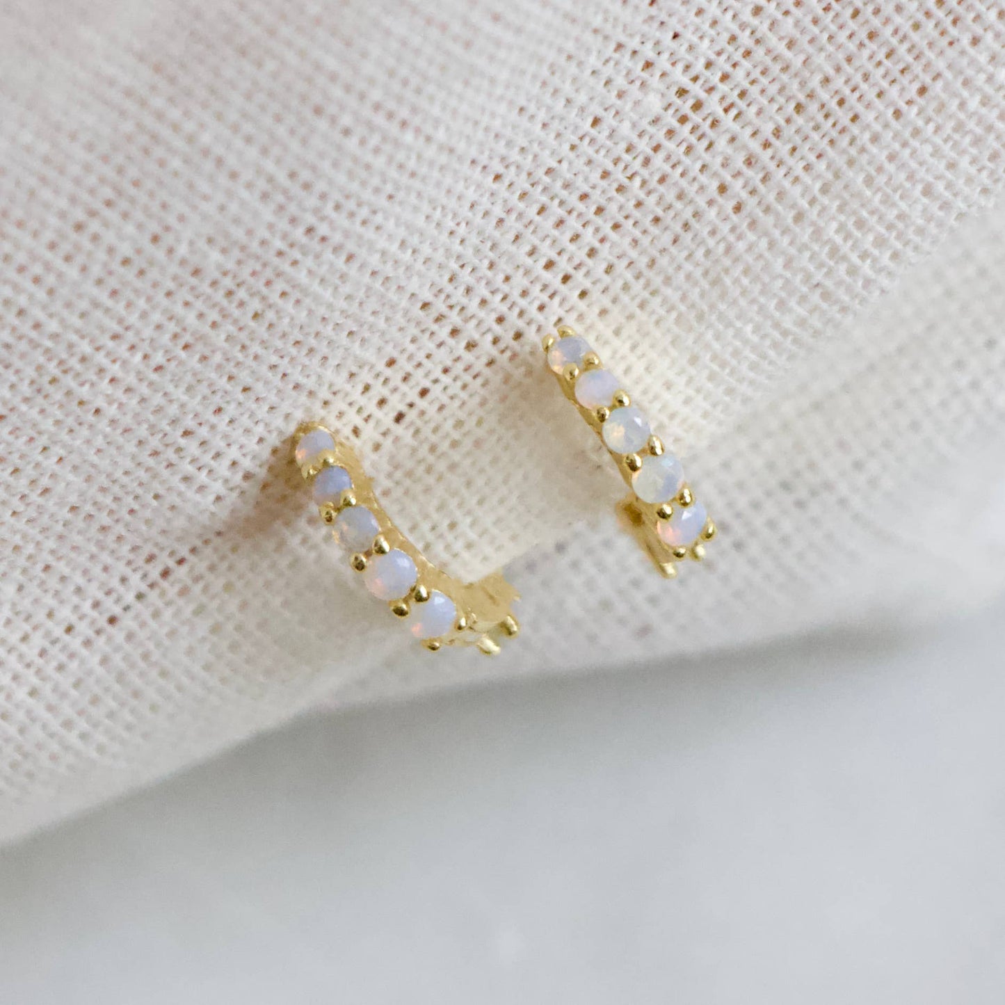 Opal Huggie Hoop Earrings - Hypoallergenic 