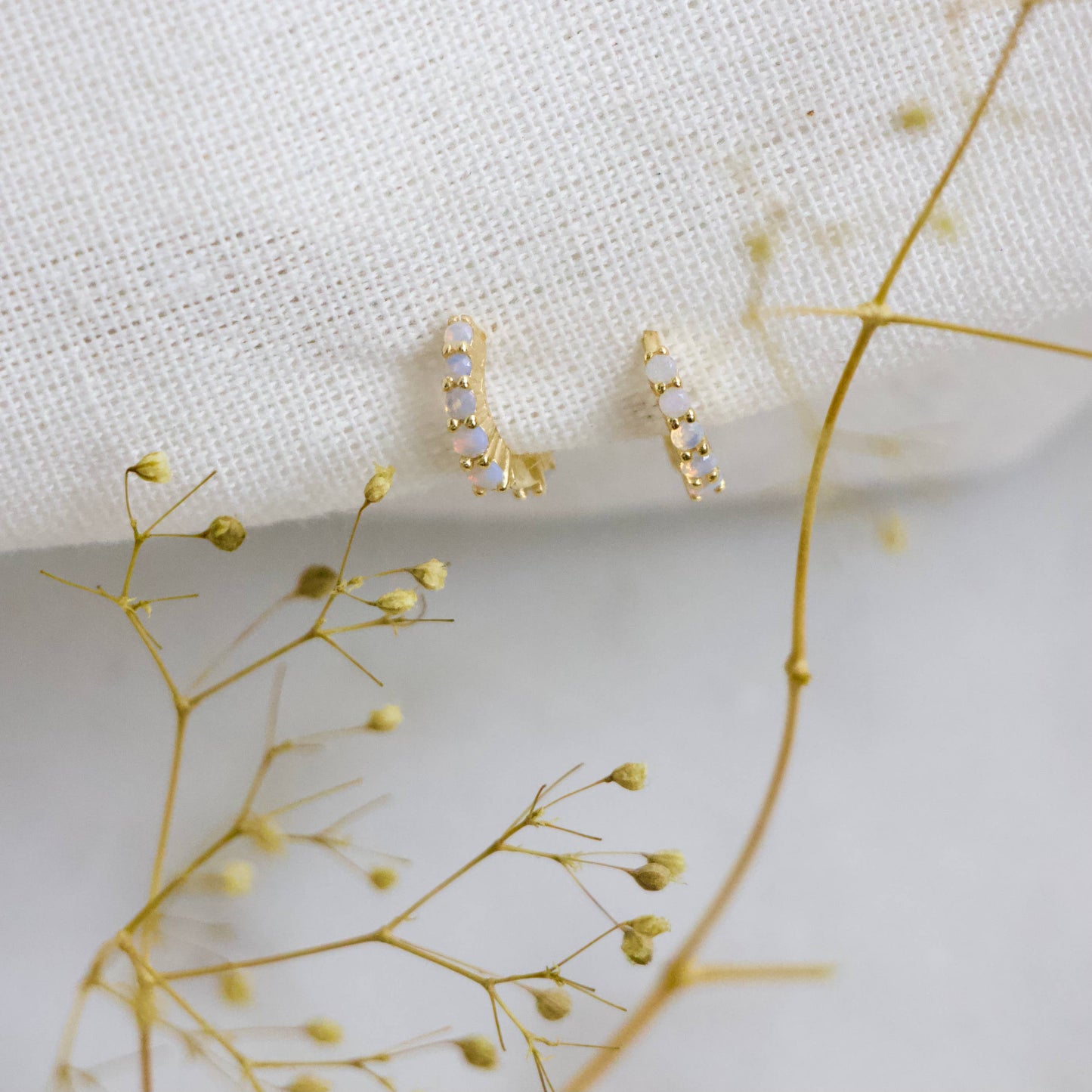 Opal Huggie Hoop Earrings - Hypoallergenic 