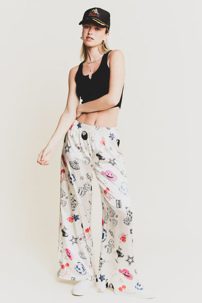 Party Collage Satin Pants