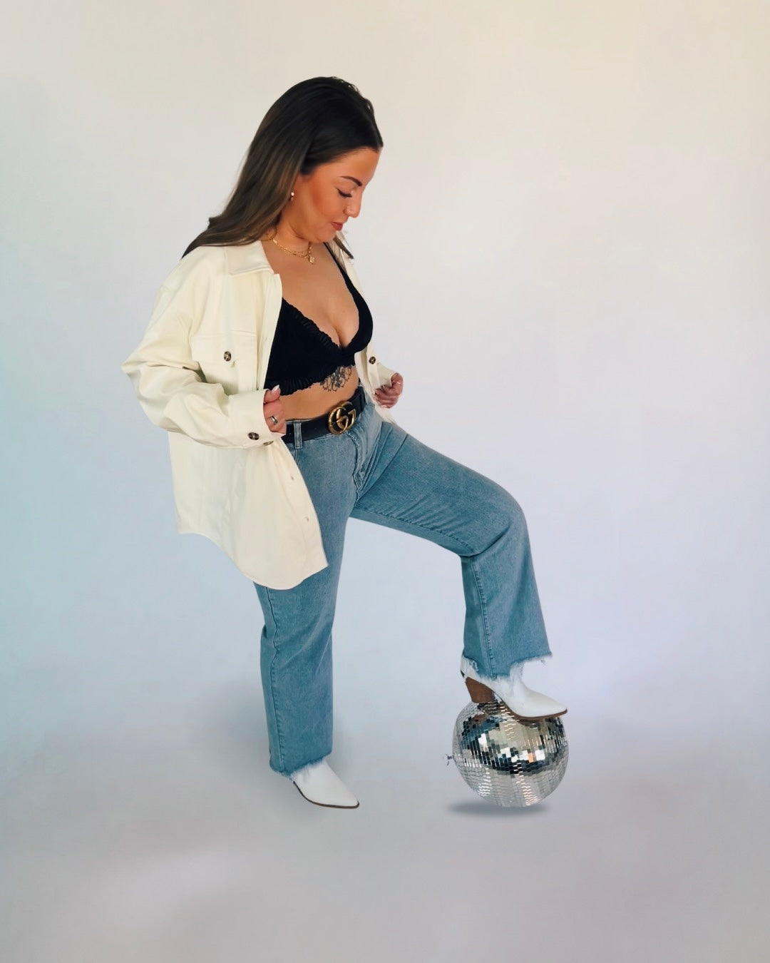 Vegan Leather Shacket - Ivory