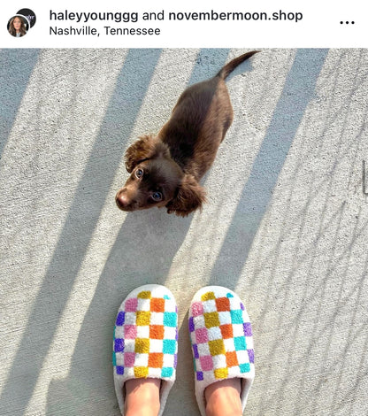 Multicolored Checkered Slippers