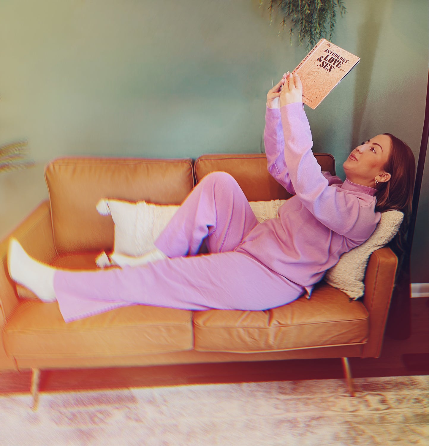 Mock Neck Sweater & Pants Set - Orchid