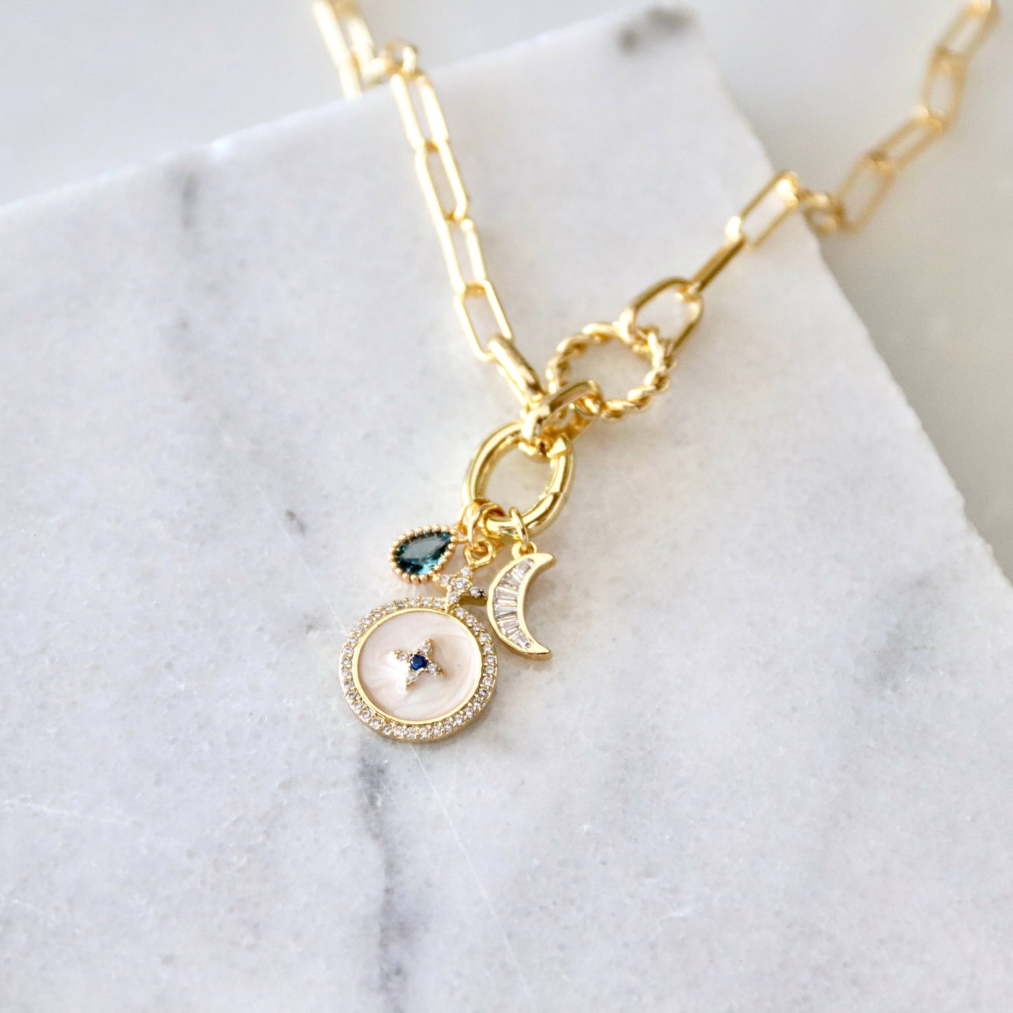 Blue Celestial Charm Necklace