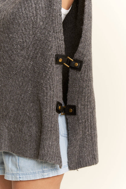 Buckled Oversized Sweater Vest