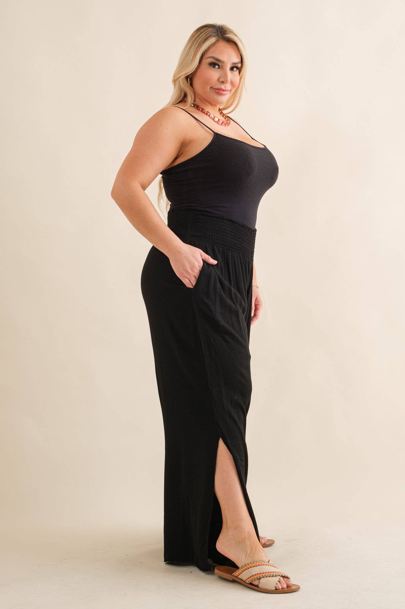 PLUS Wide Leg Palazzo Pants - Black