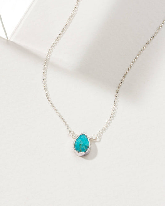 Silver Delicate Gemstone Necklace - Turquoise