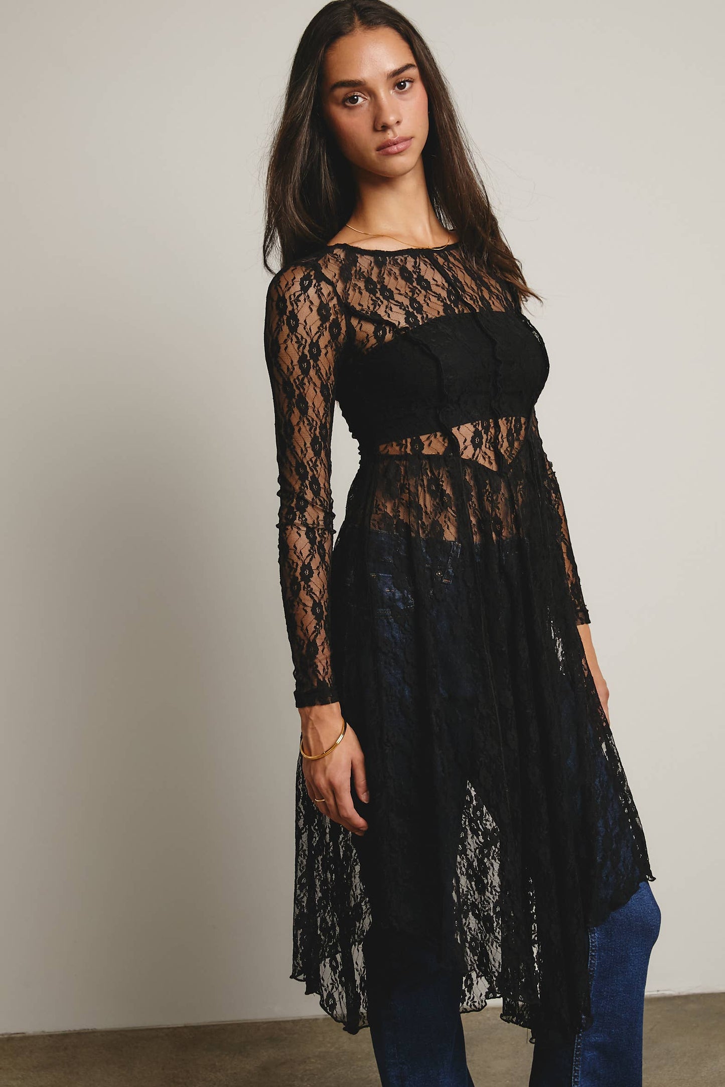 Sheer Lace Layering Dress